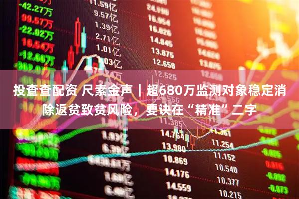 投查查配资 尺素金声｜超680万监测对象稳定消除返贫致贫风险，要诀在“精准”二字